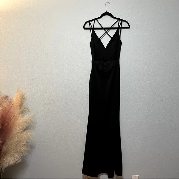 Lulu’s All This Allure Black Strappy Backless Mermaid Evening Maxi Dress M EUC - Picture 3 of 7